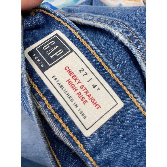 Gap Denim Cheeky Straight High Rise Jeans Womens 27/4T Distressed Button Fly - Picture 6 of 7